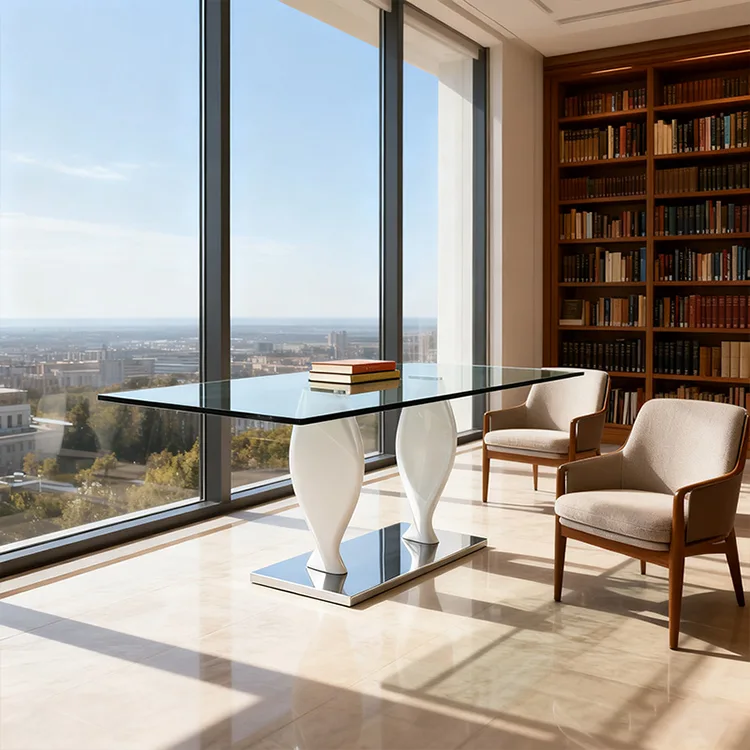Modern Dining Table FRP Legs And Stainless Steel Base